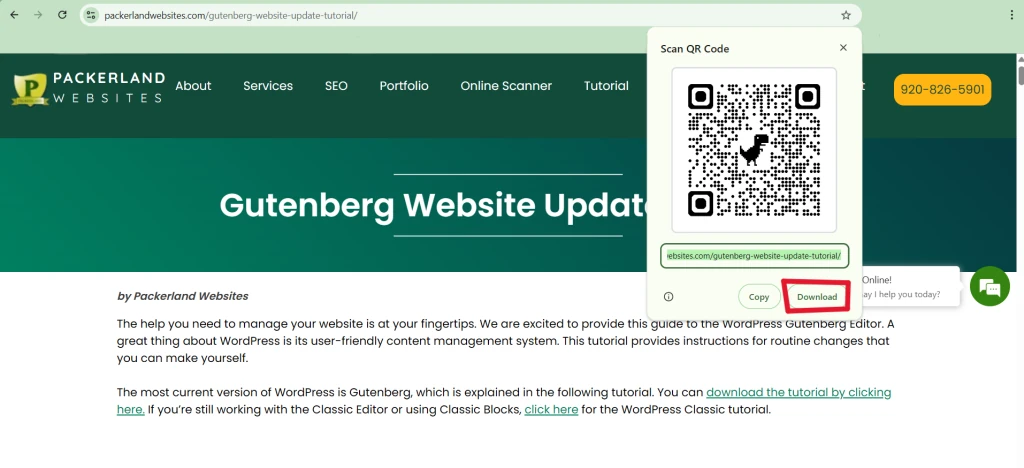 Screenshot - QR Code download
