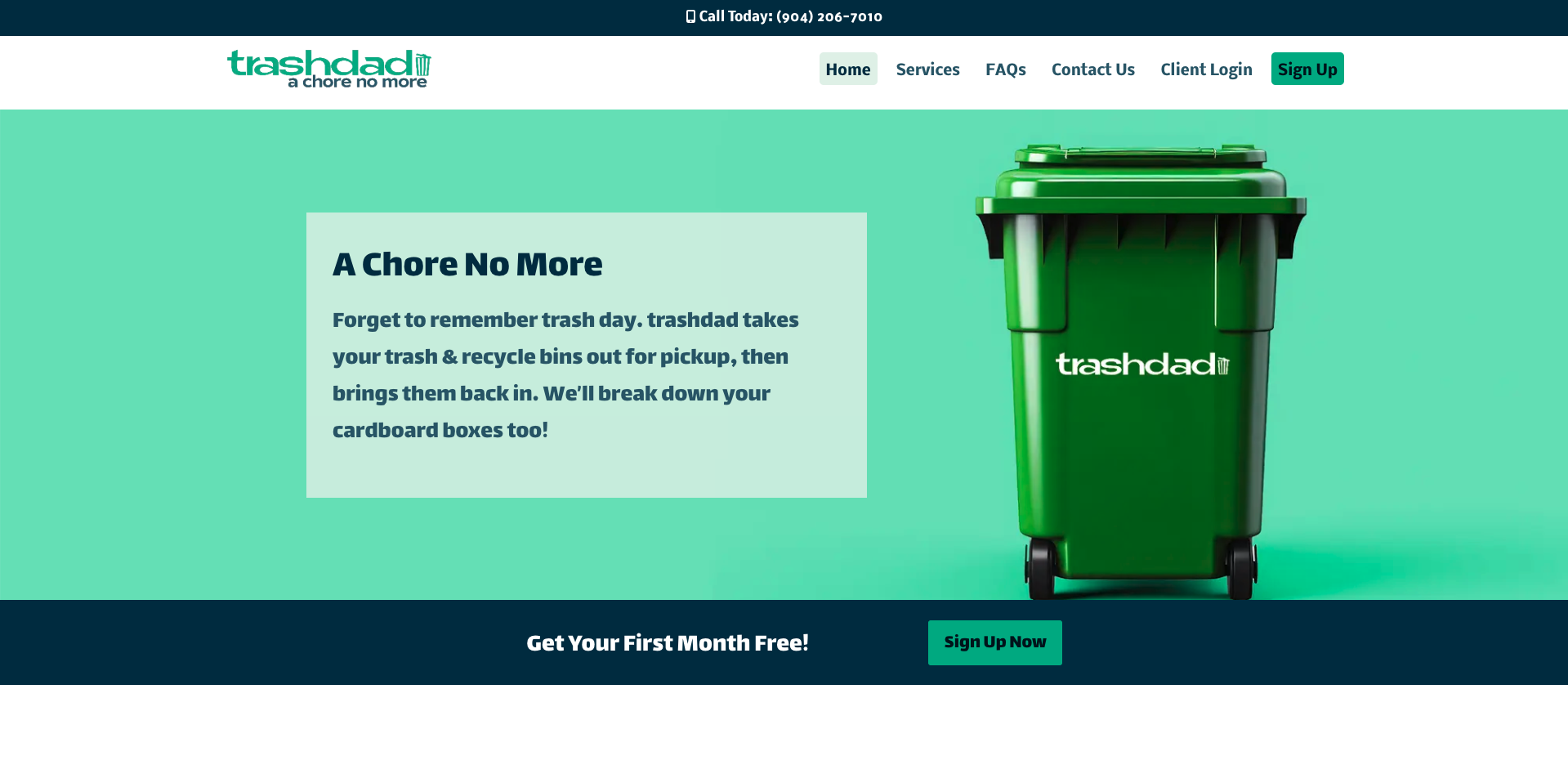 trashdad website front page preview