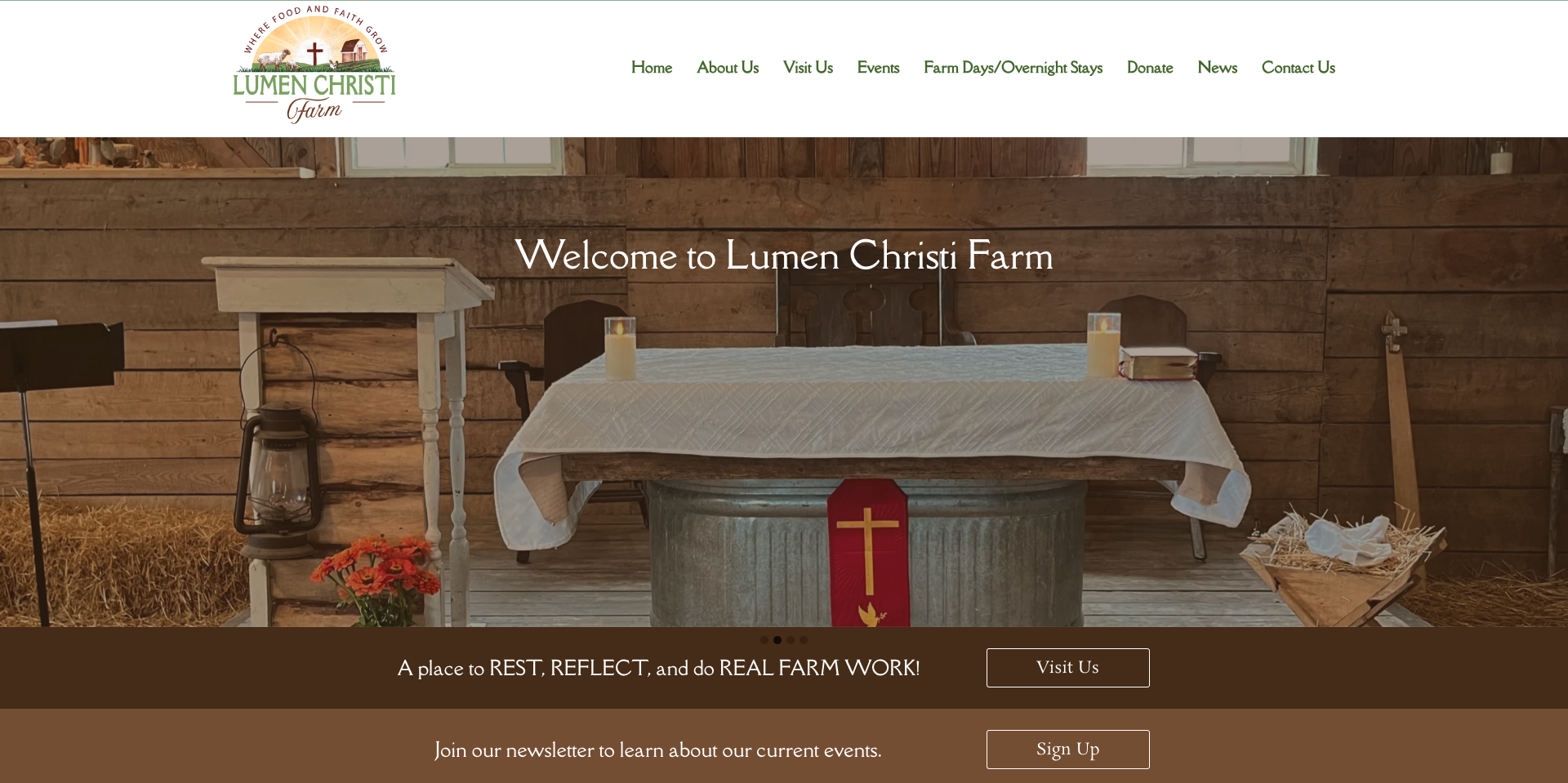 Lumen Christi Farm website front page preview