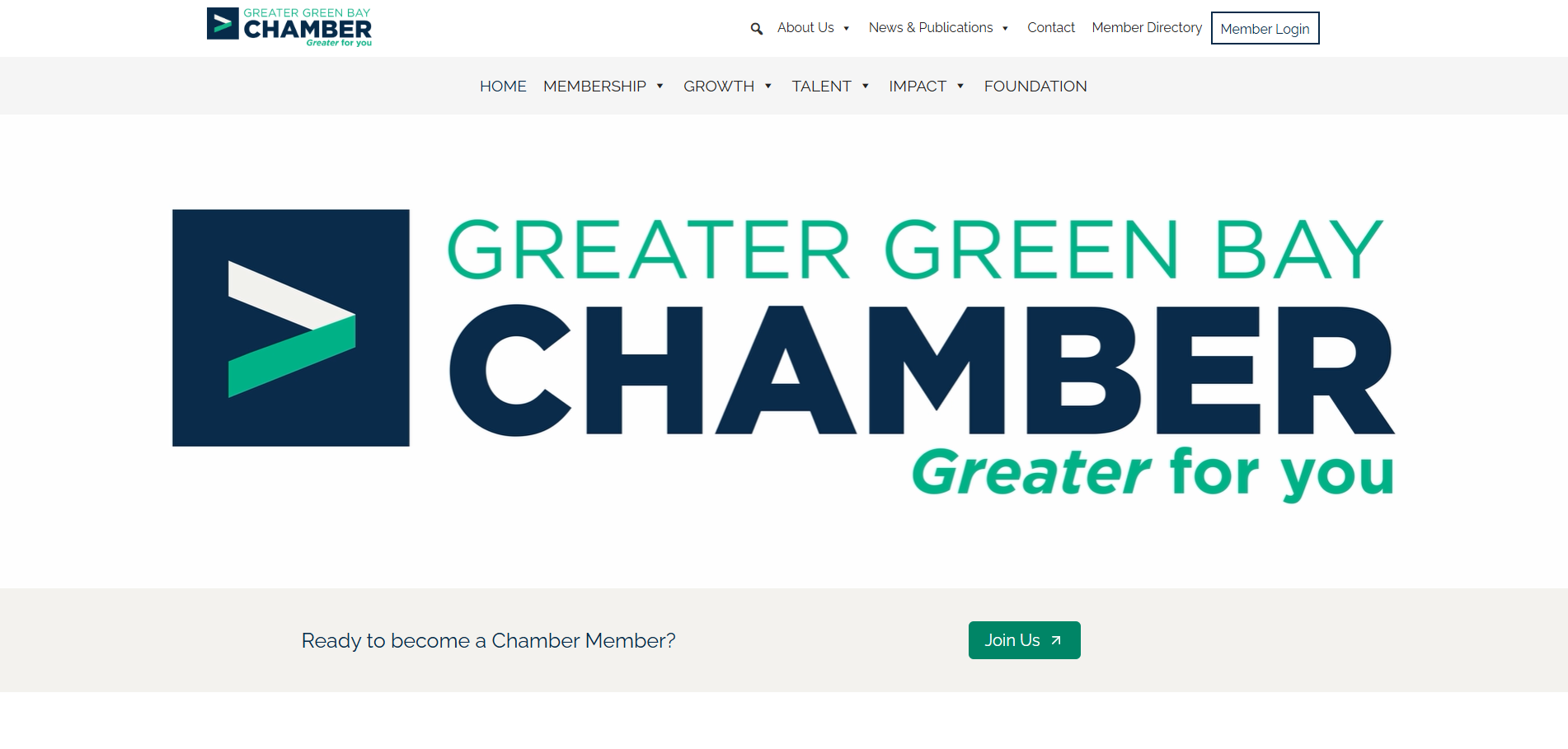 Greater Green Bay Chamber Website home page by Packerland Websites