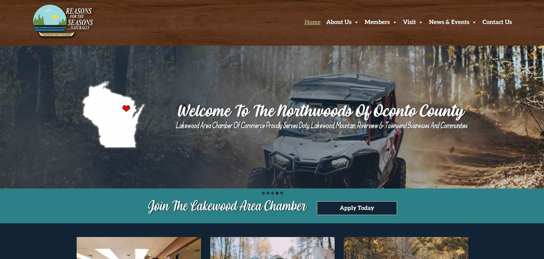 Lakewood Area Chamber website homepage developed by Packerland Websites