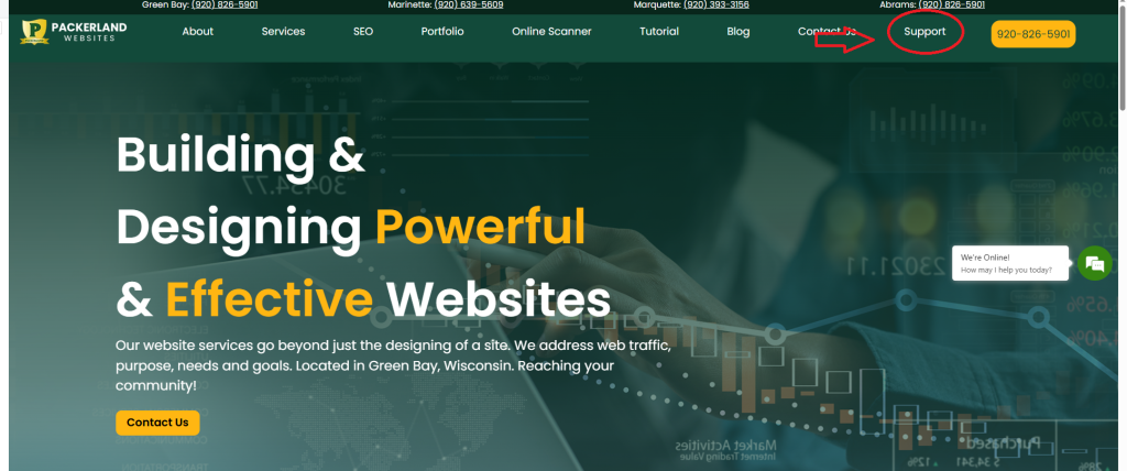 Support Ticket PW Home page 